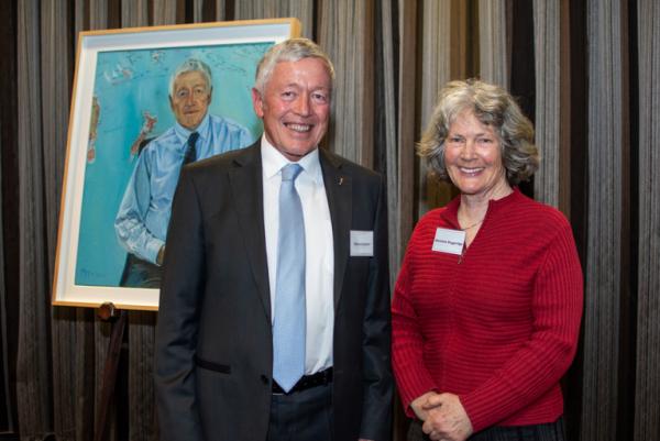 Richard Bedford with portrait artist Marianne Muggeridge